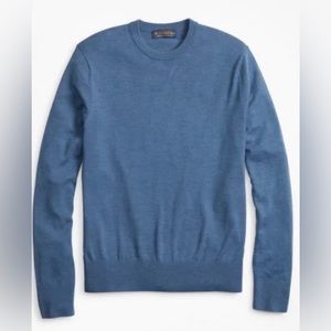 Brooks Brothers Saxon Wool Men's Crew Neck Sweater Blue Long Sleeve XL $148